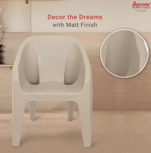 Supreme Futura Plastic Chairs for Home and Office (Set of 2, Dark Beige) - Image 3